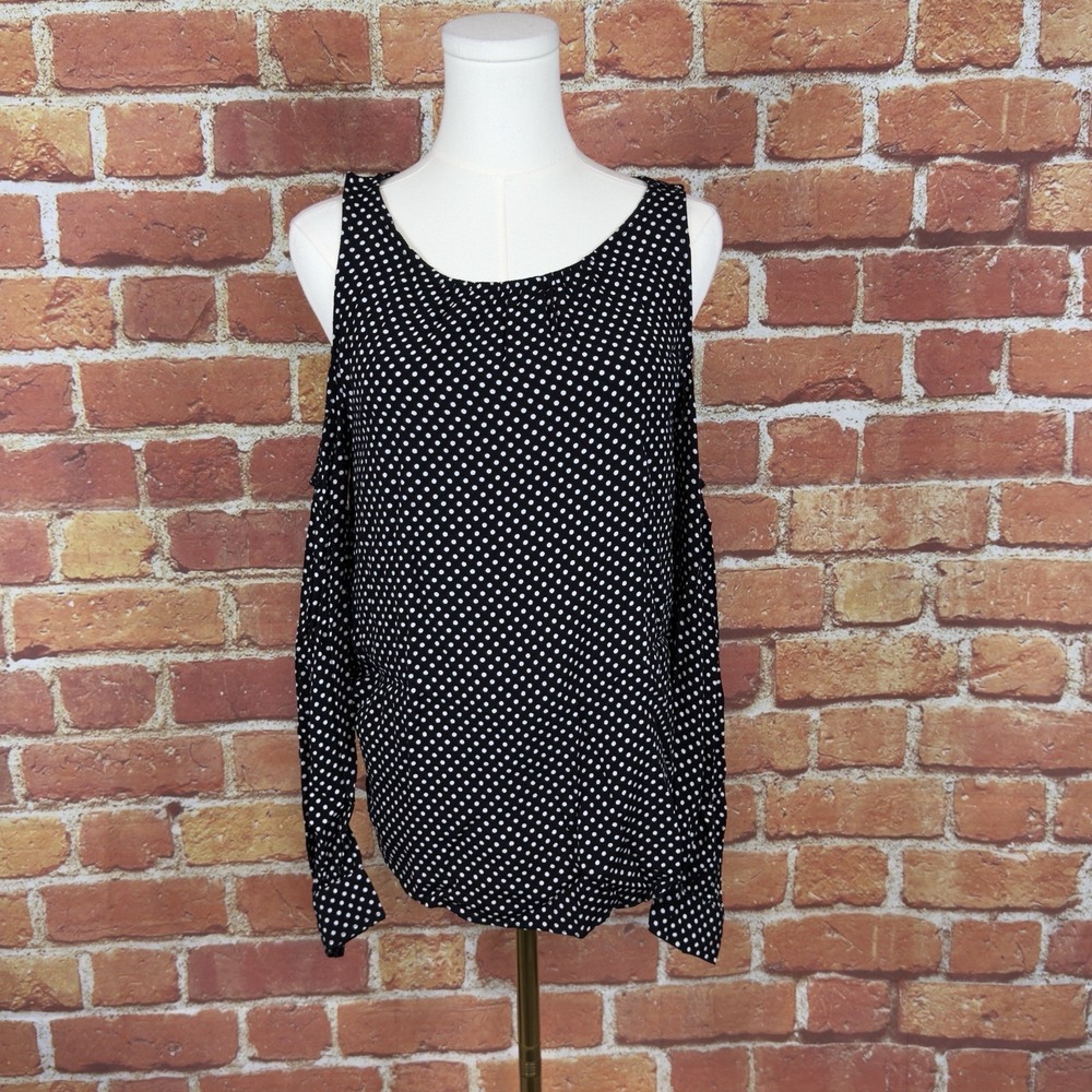 Philosophy‎ Womens Long Sleeve Could Shoulder Polka Dot Blouse Size Small